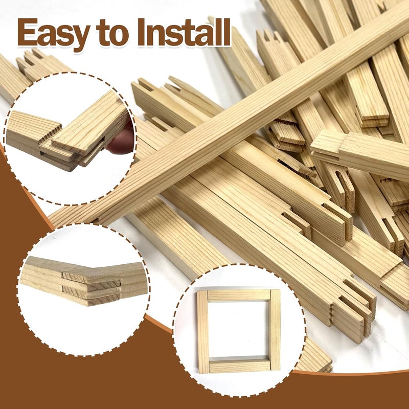 Wibeelee 7 Lengths Wood Canvas Frames Kits, Total 28 Pcs Needlepoint Stretcher Bars for Needlework Embroidery Oil Painting Posters Art Supplies (6/8/10/12/14/16/20inch) - Image 5